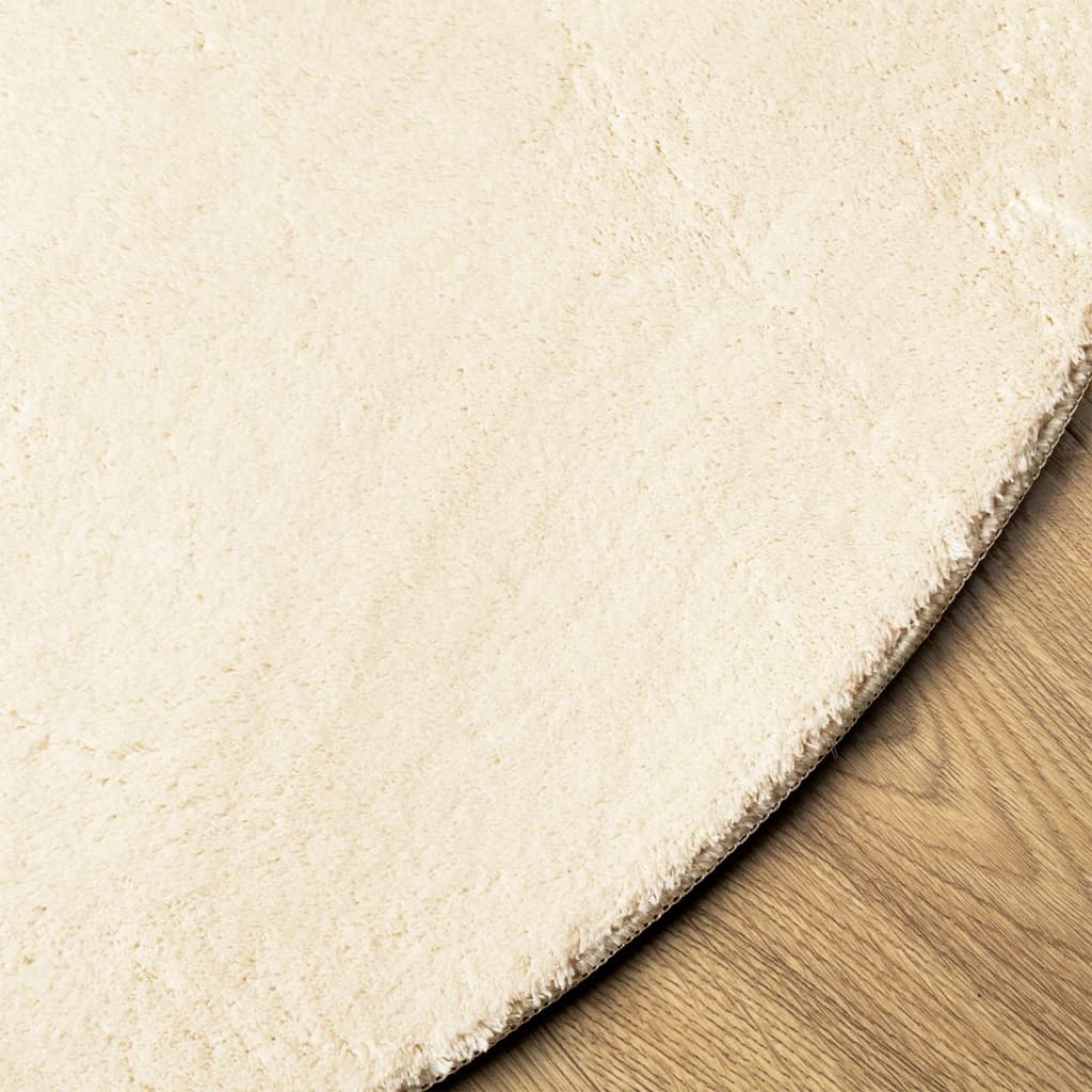 Rug HUARTE Short Pile Soft and Washable Cream Ø 160 cm