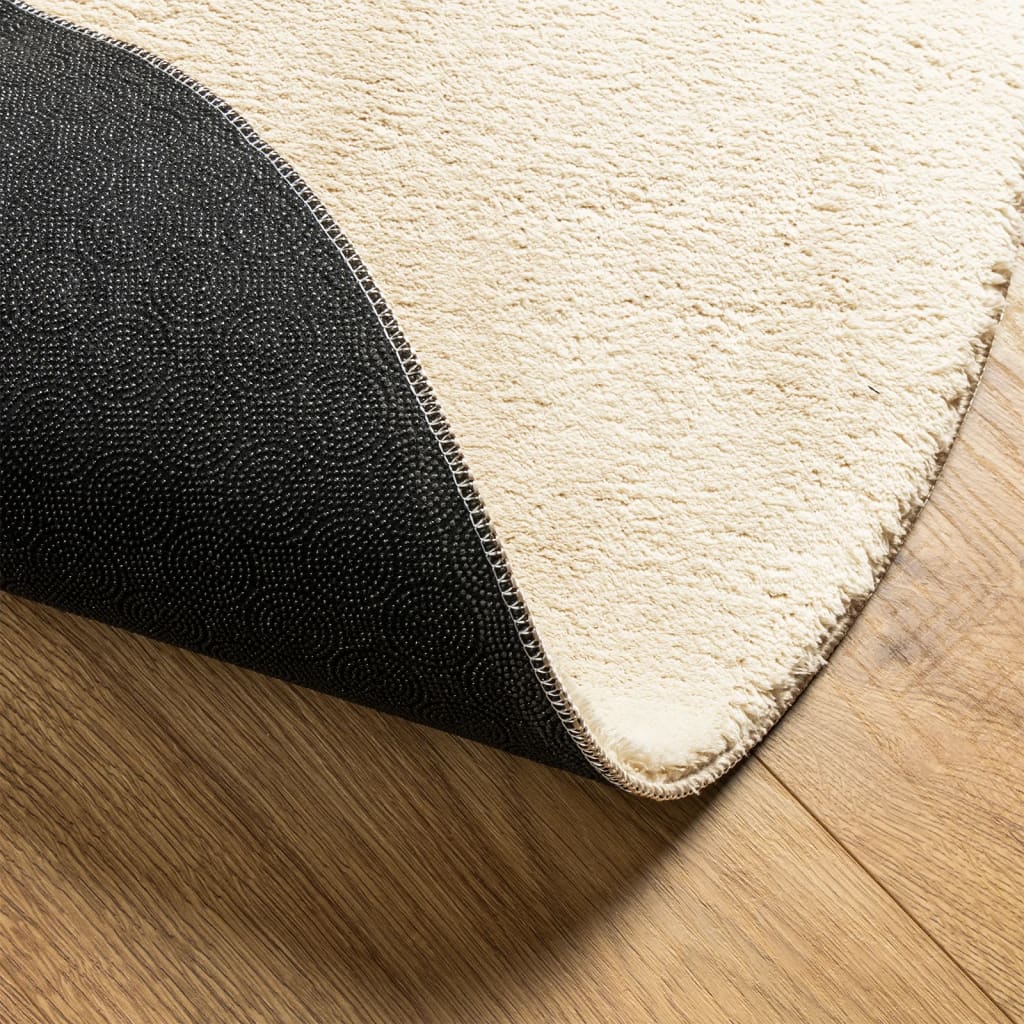 Rug HUARTE Short Pile Soft and Washable Cream Ø 160 cm
