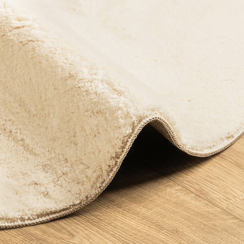 Rug HUARTE Short Pile Soft and Washable Cream Ø 160 cm