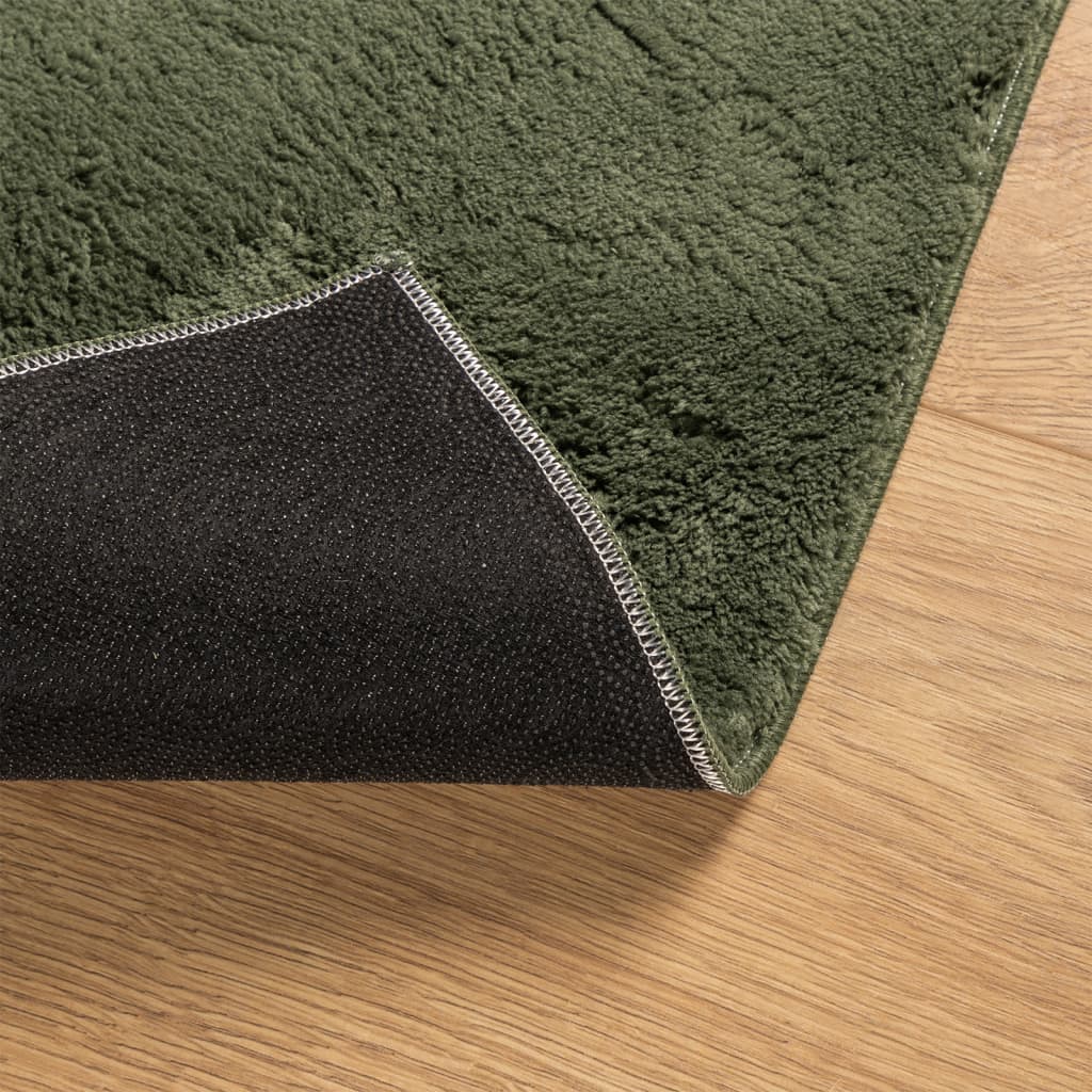 Rug HUARTE Short Pile Soft and Washable Forest Green 240x240 cm