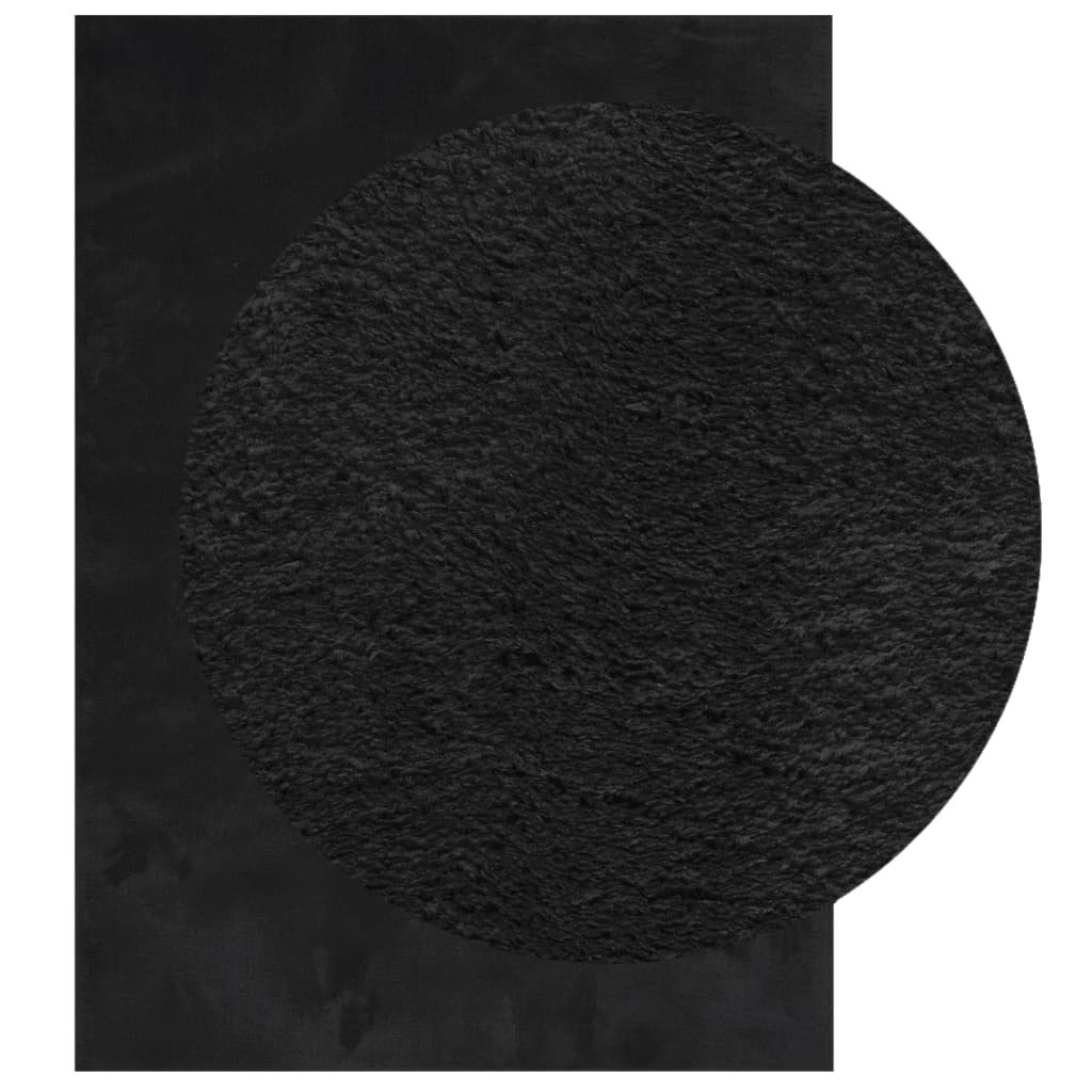 Rug HUARTE Short Pile Soft and Washable Black 200x280 cm