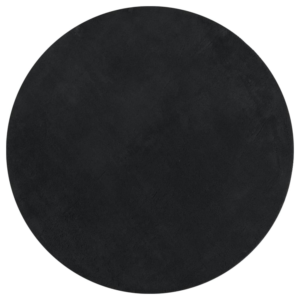 Rug HUARTE Short Pile Soft and Washable Black Ø 100 cm