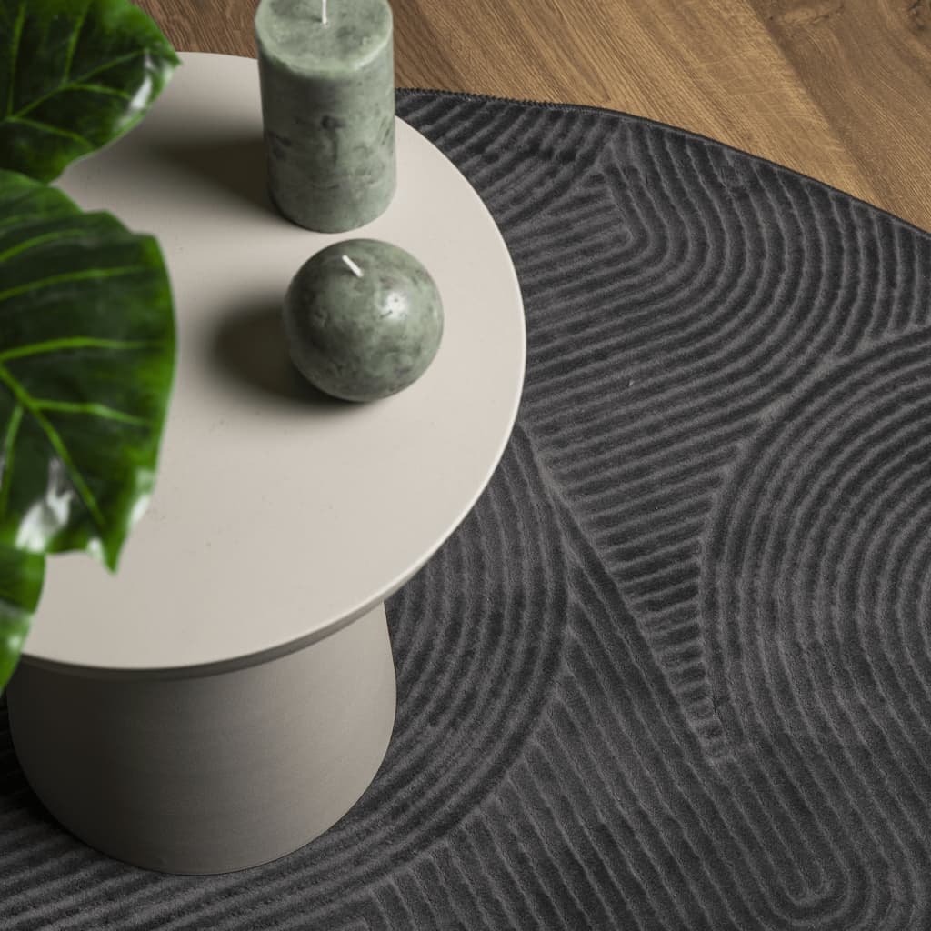 Rug IZA Short Pile Scandinavian Look Anthracite Ø 160 cm