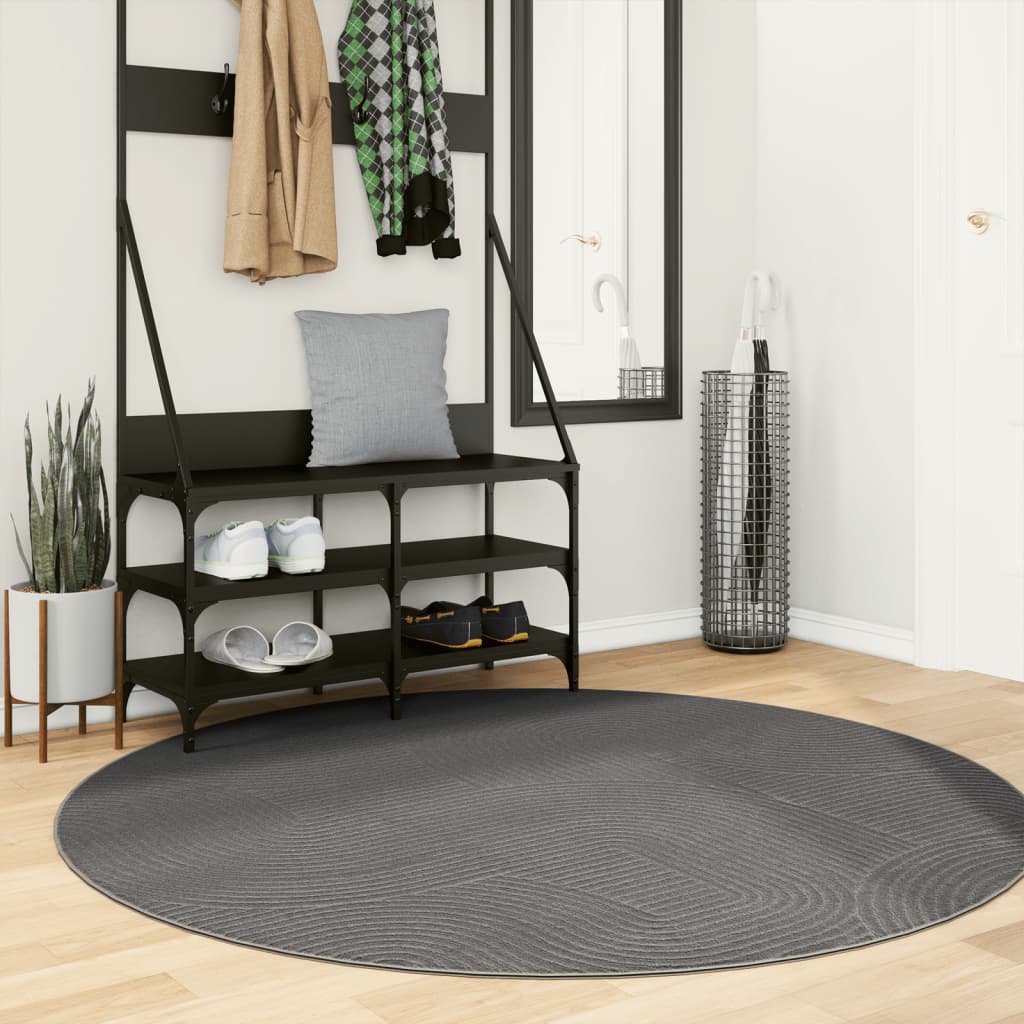 Rug IZA Short Pile Scandinavian Look Anthracite Ø 160 cm