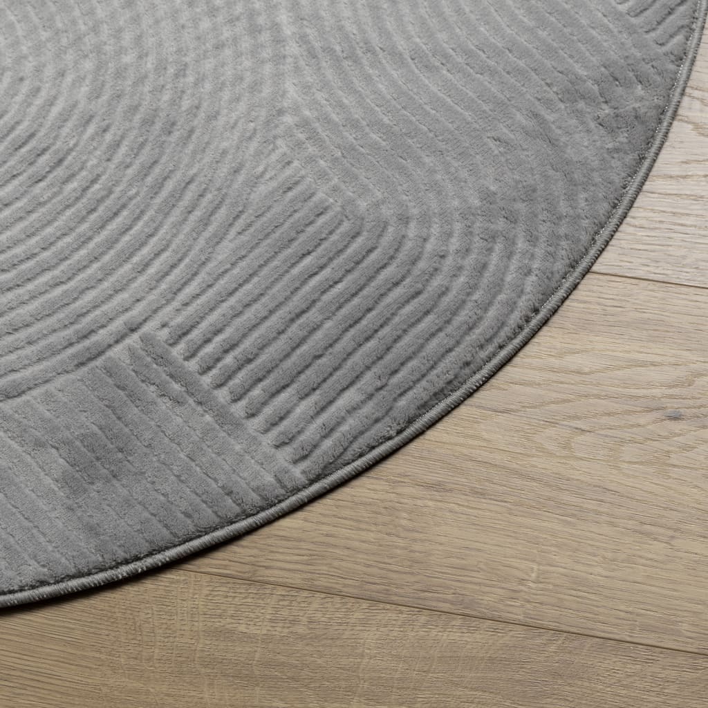 Rug IZA Short Pile Scandinavian Look Grey Ø 100 cm