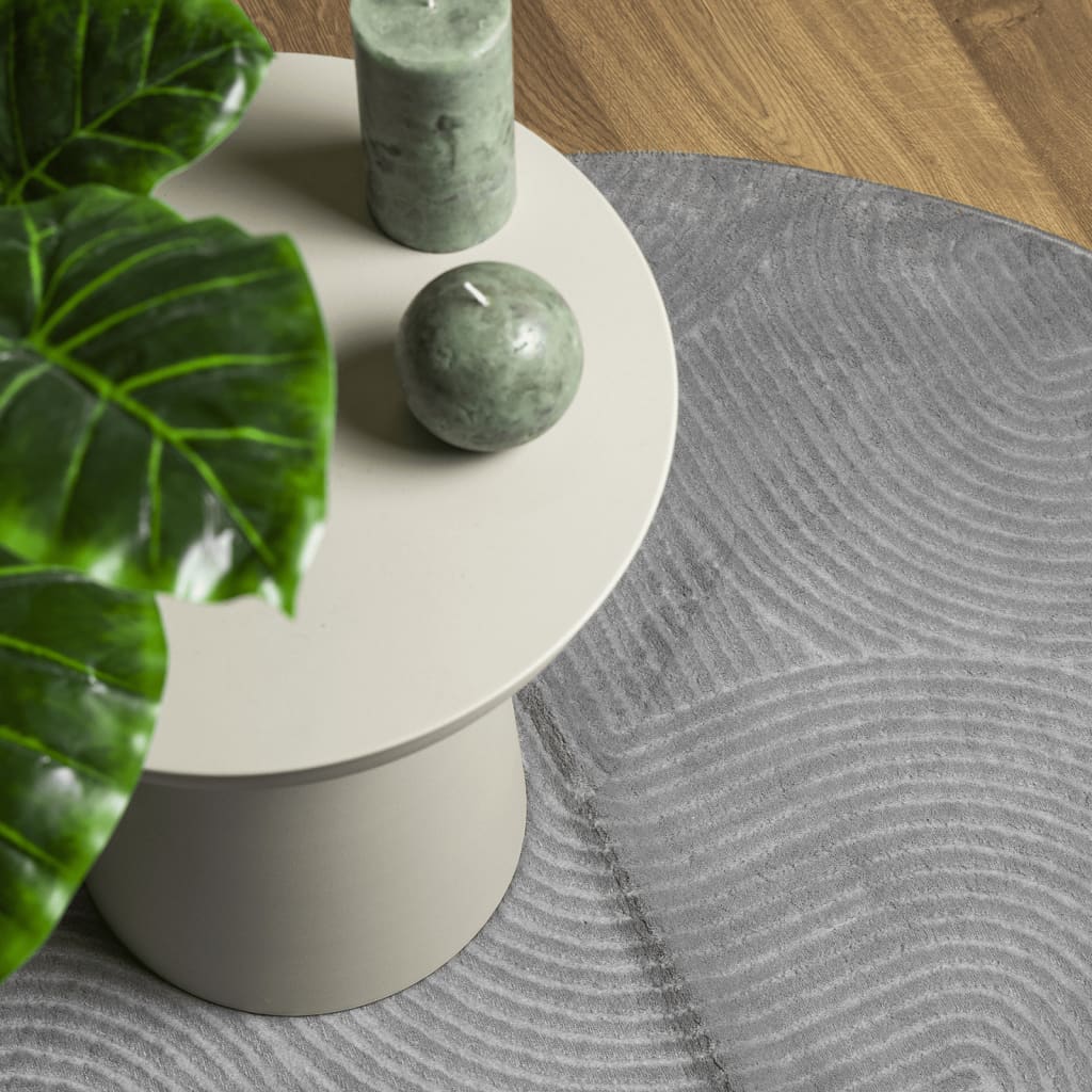 Rug IZA Short Pile Scandinavian Look Grey Ø 200 cm