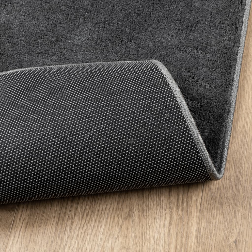 Rug OVIEDO Short Pile Anthracite 120x120 cm