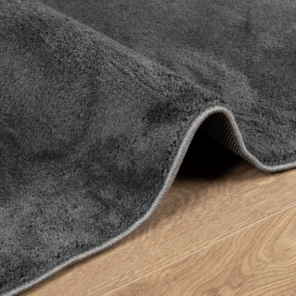Rug OVIEDO Short Pile Anthracite 120x120 cm