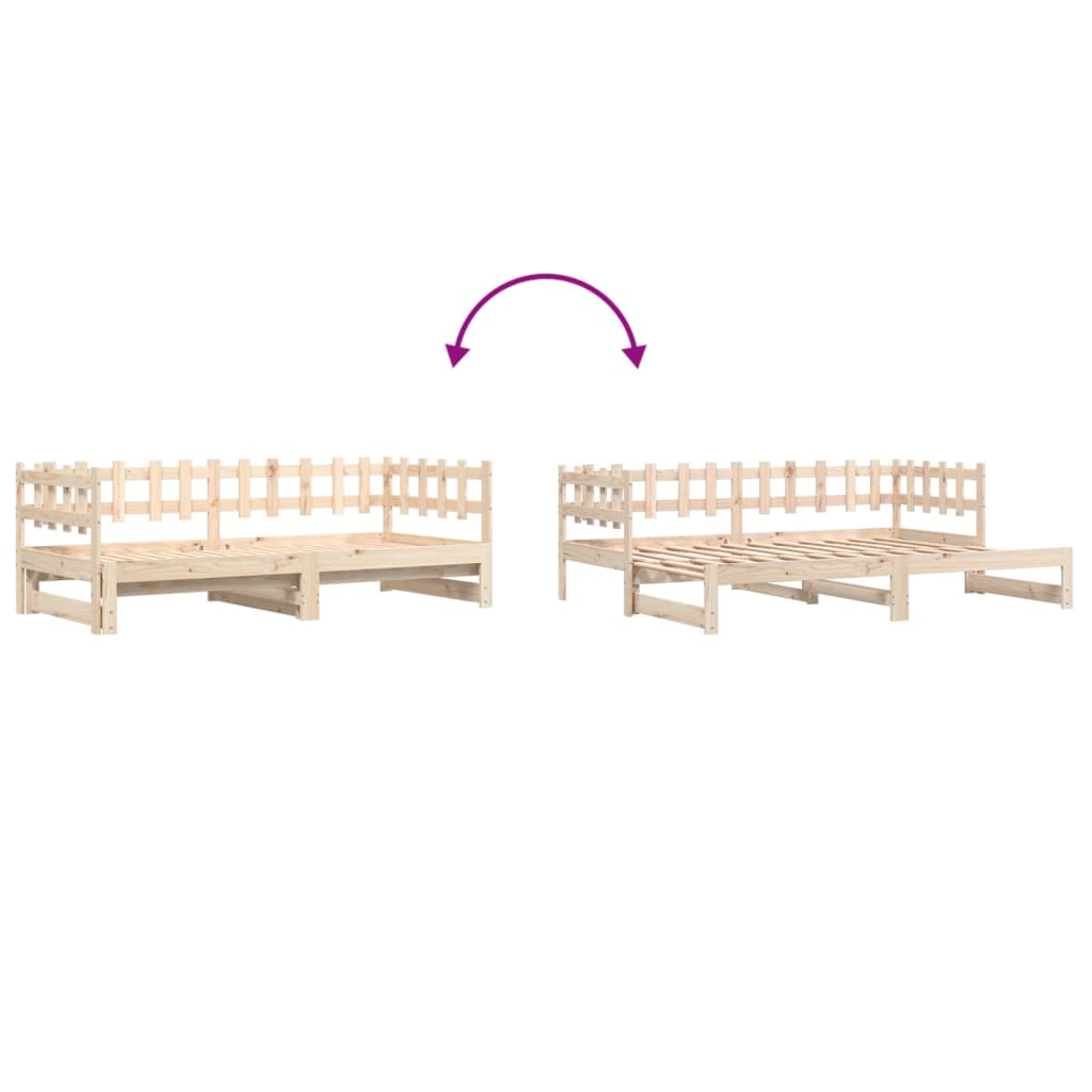 Pull-out Day Bed without Mattress 2x(80x200) cm Solid Wood