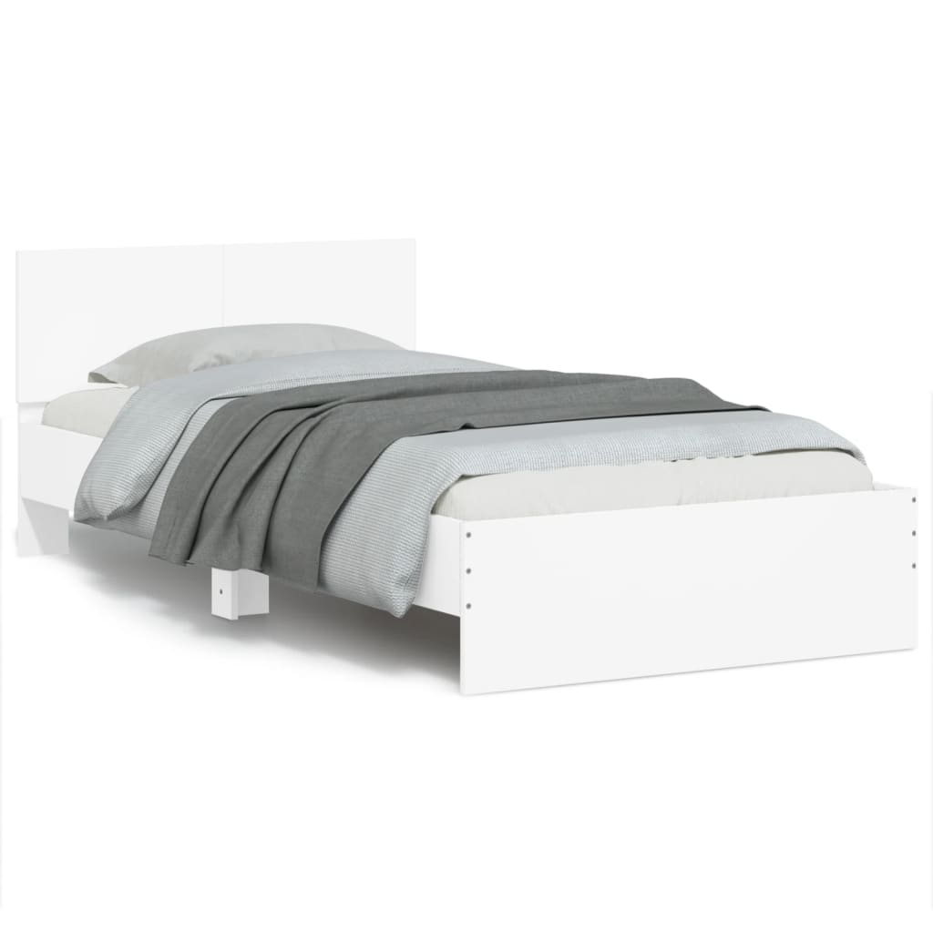 Bed Frame without Mattress with Headboard White 100x200 cm