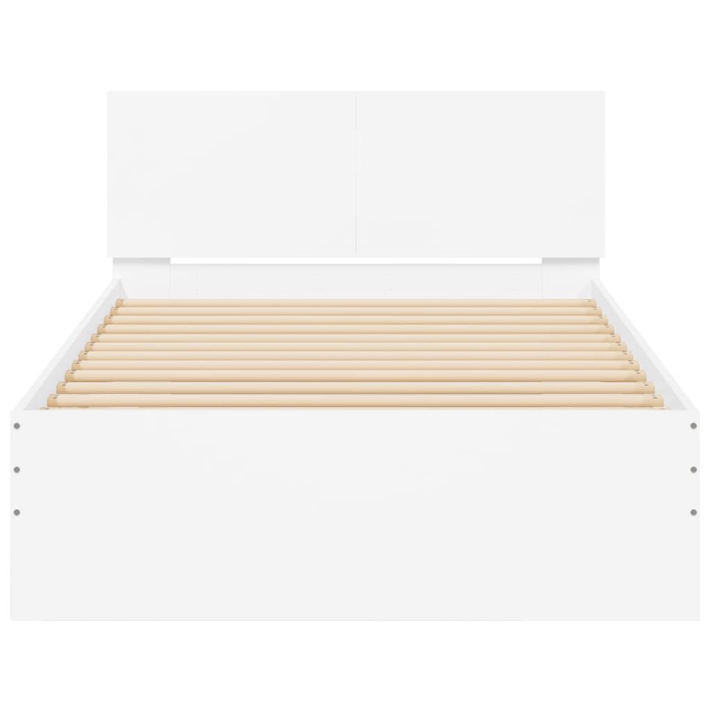 Bed Frame without Mattress with Headboard White 100x200 cm