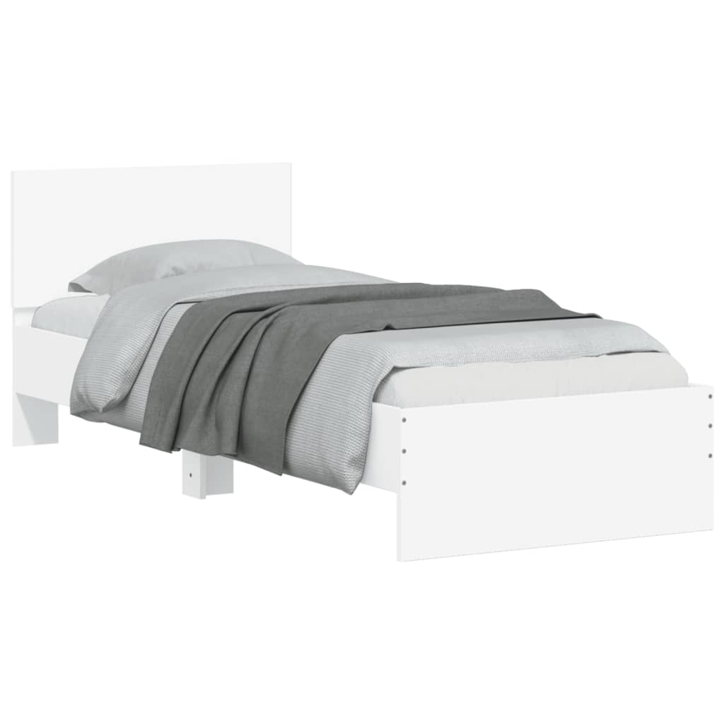 Bed Frame without Mattress with Headboard White 90x190 cm Single