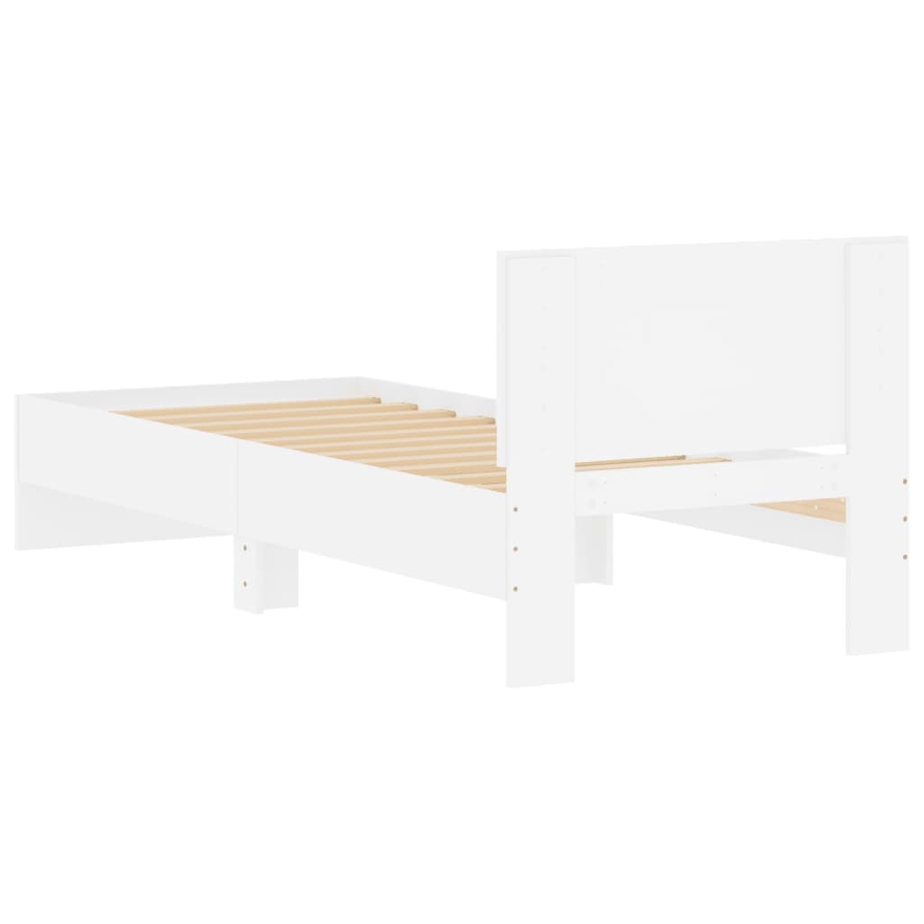 Bed Frame without Mattress with Headboard White 90x190 cm Single