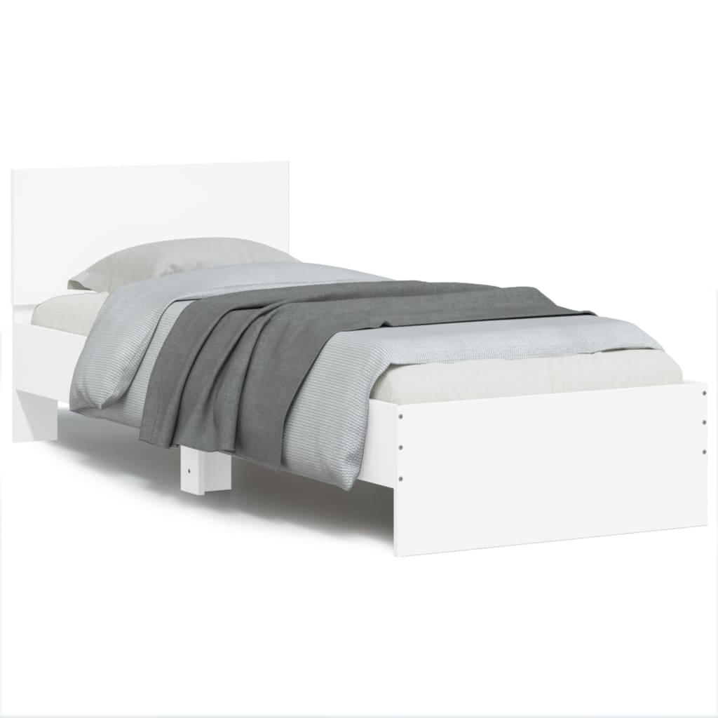 Bed Frame without Mattress with Headboard White 75x190 cm Small Single