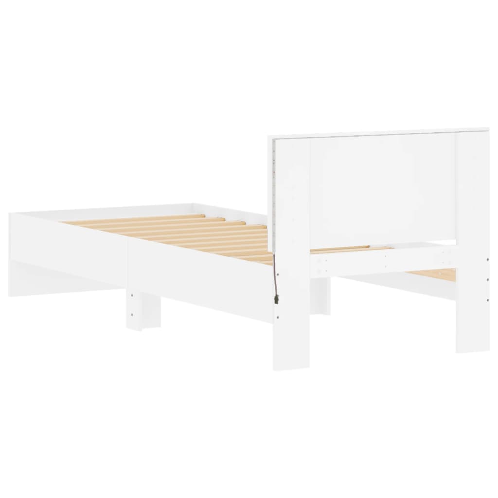 Bed Frame without Mattress with LED Lights White 75x190 cm Small Single
