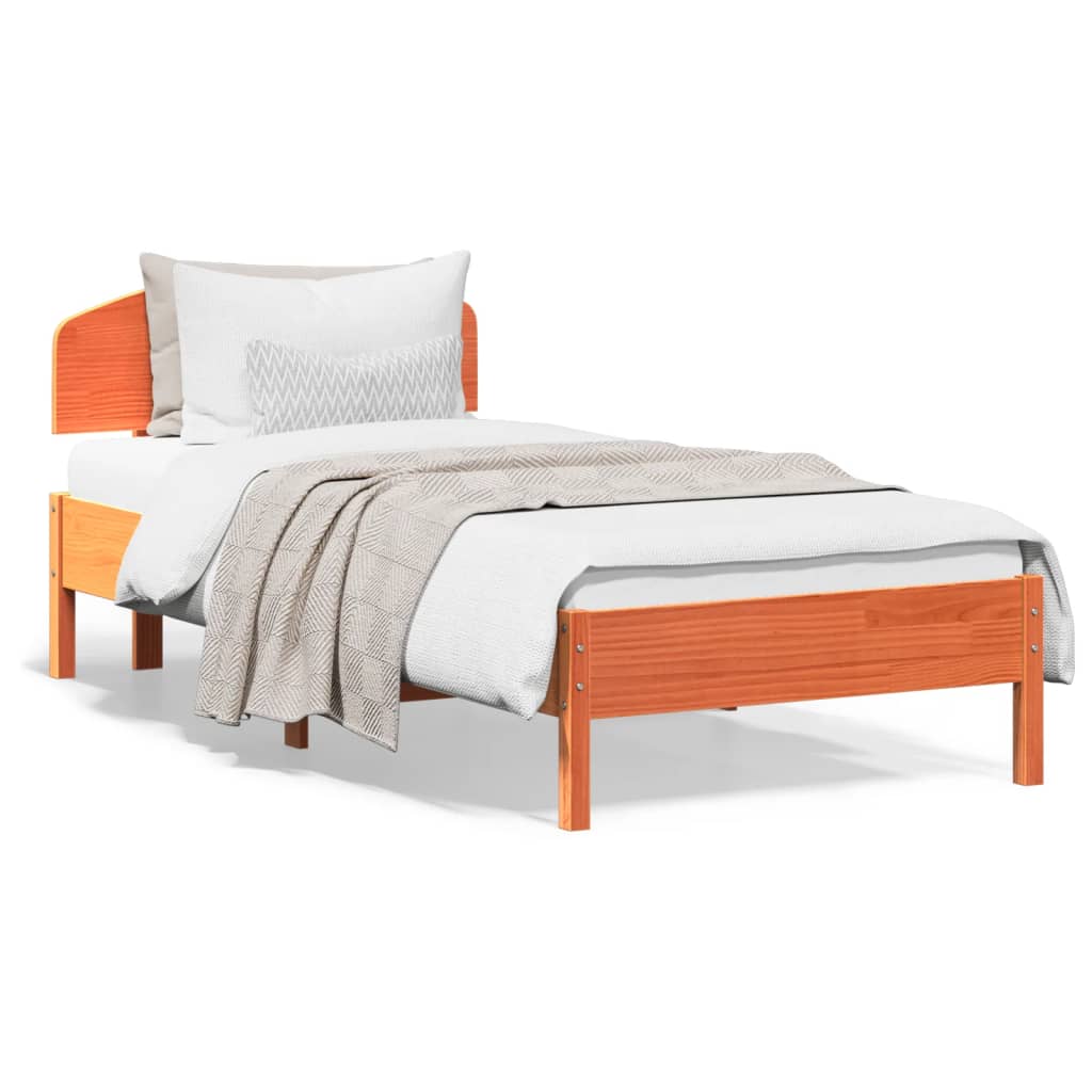Bed Frame without Mattress Wax Brown 100x200 cm Solid Wood Pine