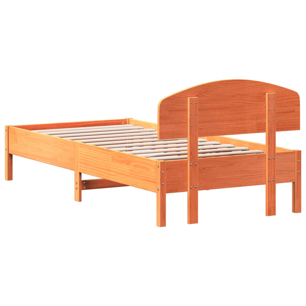 Bed Frame without Mattress Wax Brown 100x200 cm Solid Wood Pine