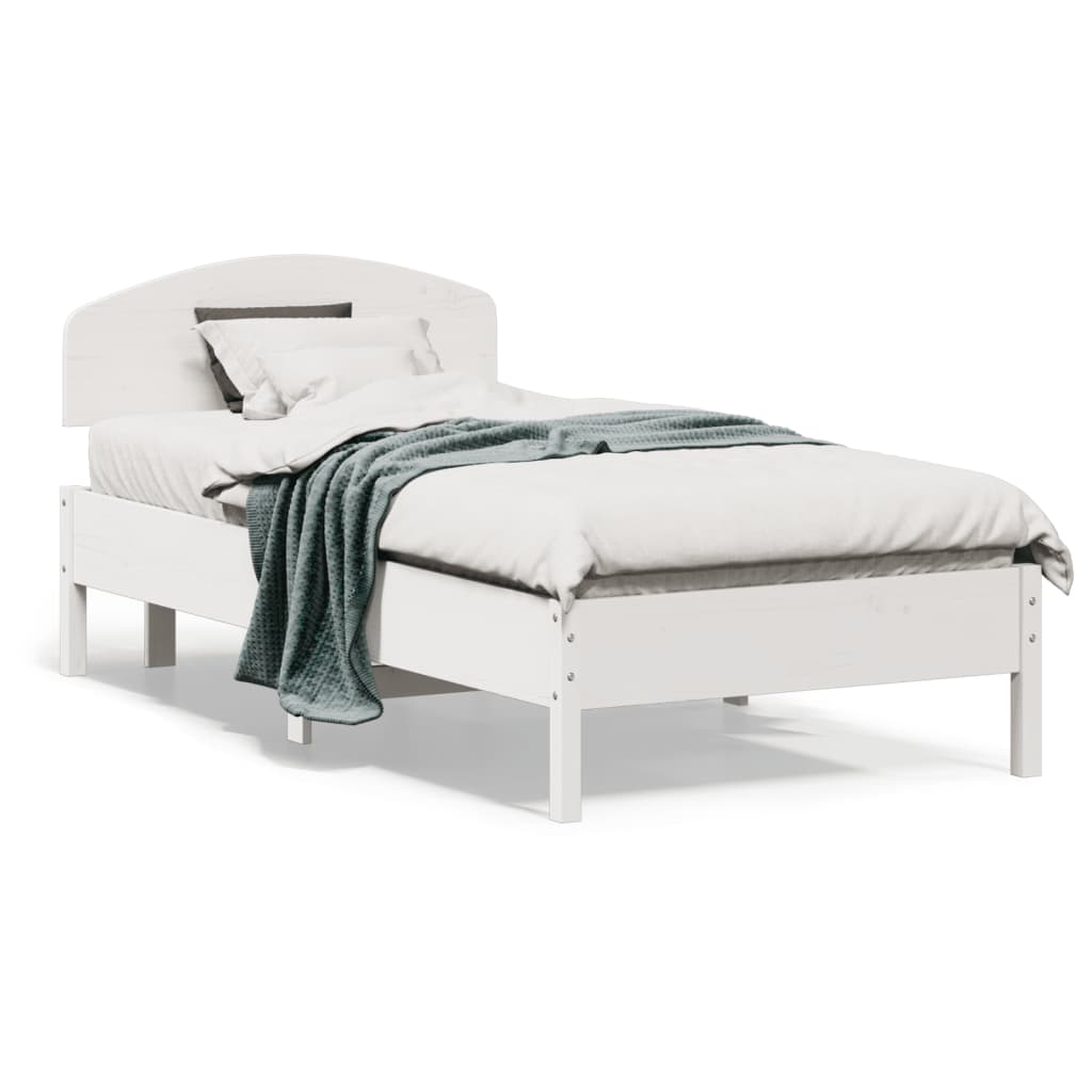 Bed Frame without Mattress White 90x190 cm Single Solid Wood Pine