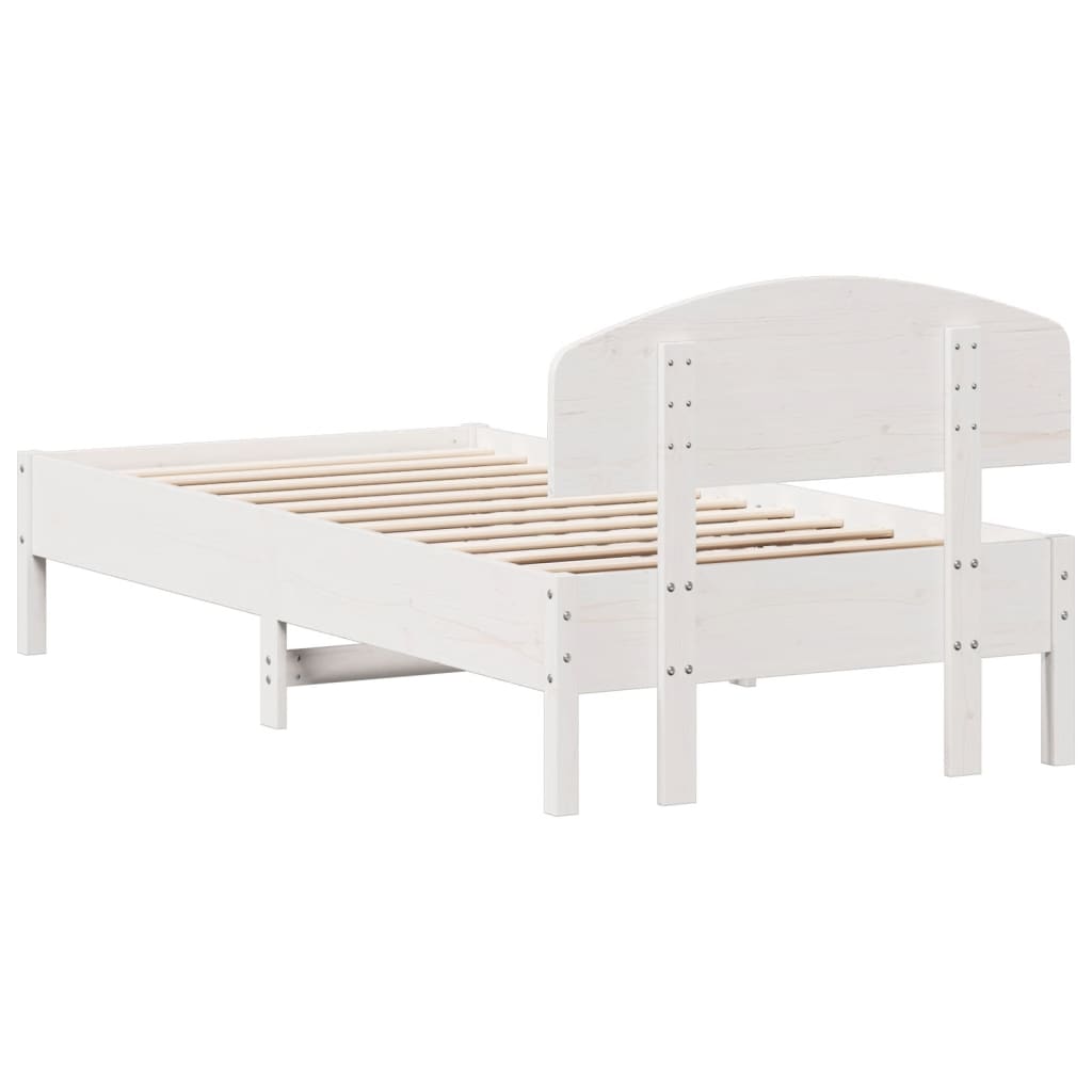 Bed Frame without Mattress White 90x190 cm Single Solid Wood Pine