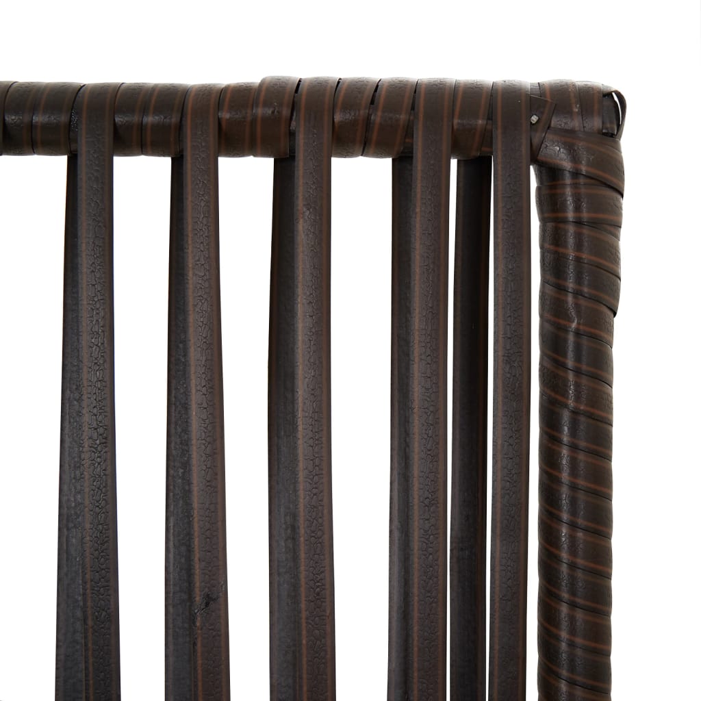 Room Divider 3 Panels Brown Poly Rattan