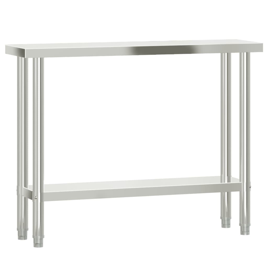 Kitchen Work Table with Overshelf 110x30x120 cm Stainless Steel