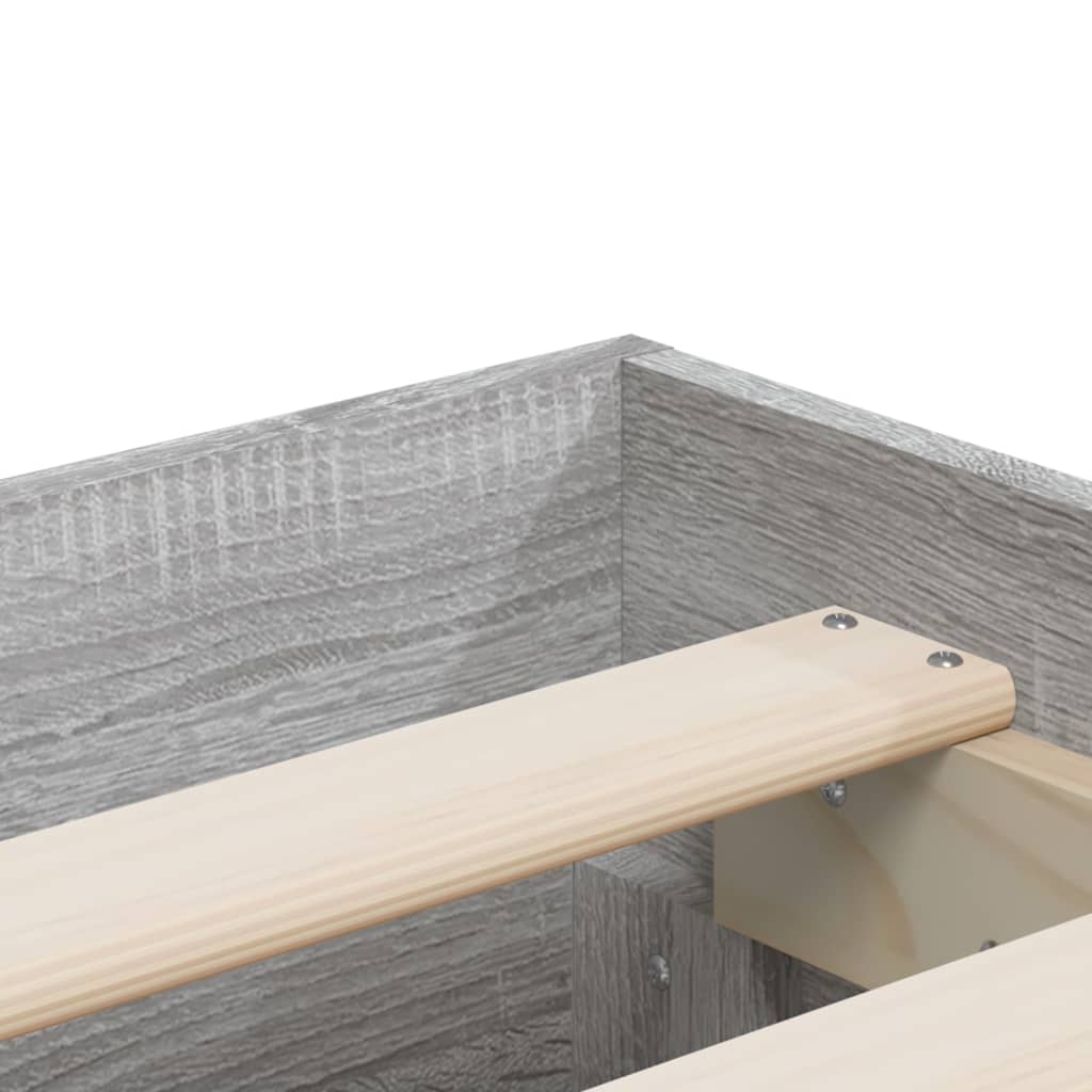 Bed Frame with Drawers without Mattress Grey Sonoma 160x200 cm