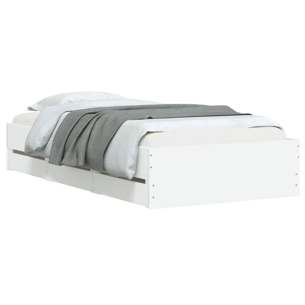 Bed Frame with Drawers without Mattress White 75x190 cm Small Single