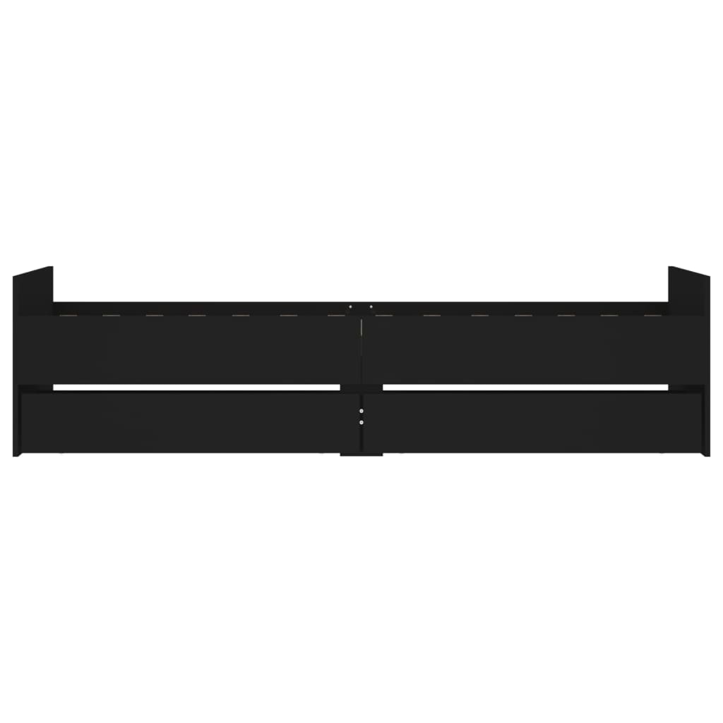 Bed Frame without Mattress Black 75x190 cm Small Single Small Single