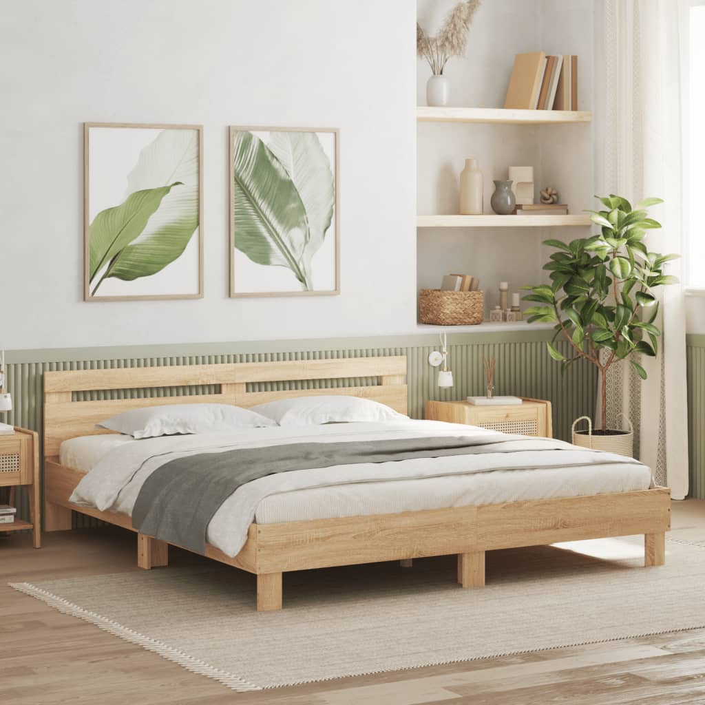 Bed Frame without Mattress Sonoma Oak 200x200 cm