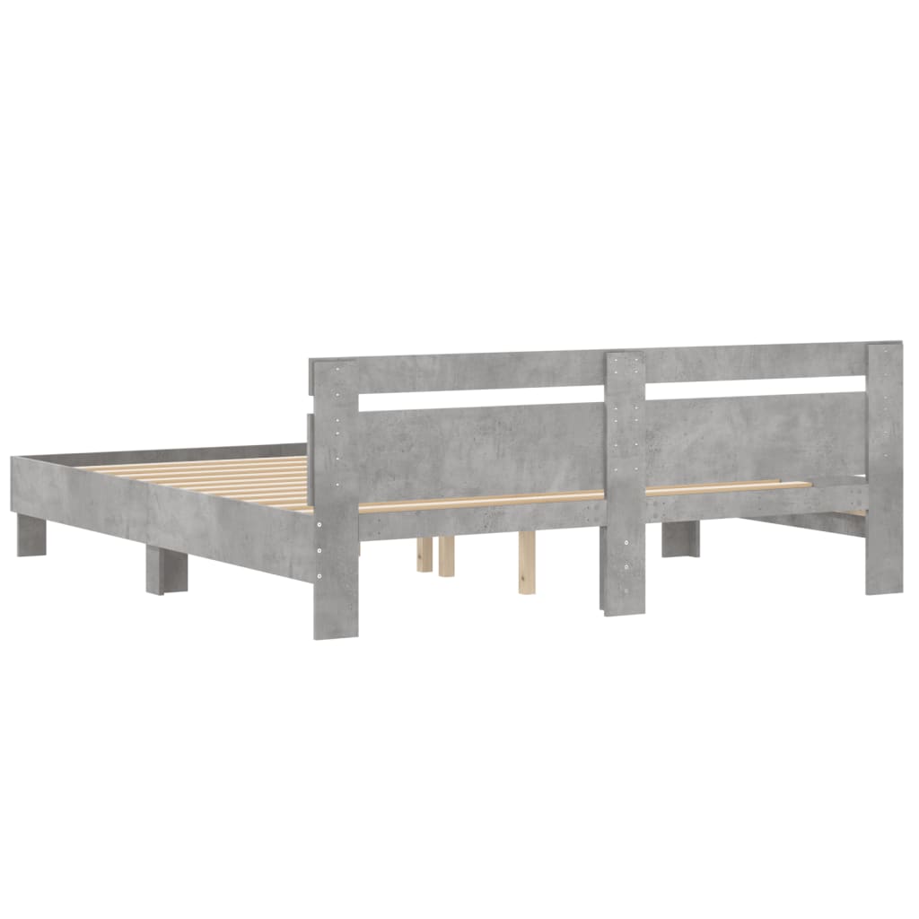 Bed Frame without Mattress Concrete Grey 180x200 cm Super King