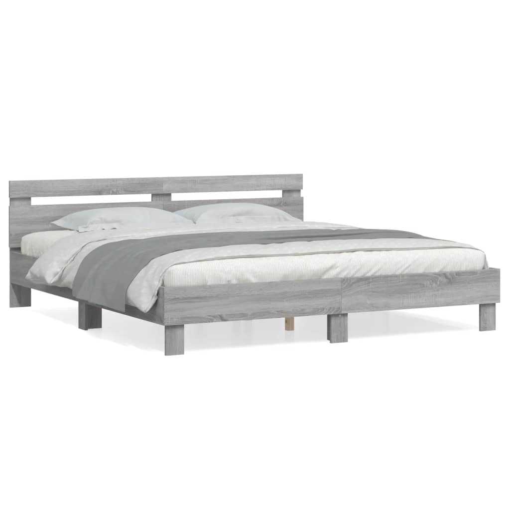 Bed Frame without Mattress Grey Sonoma 160x200 cm