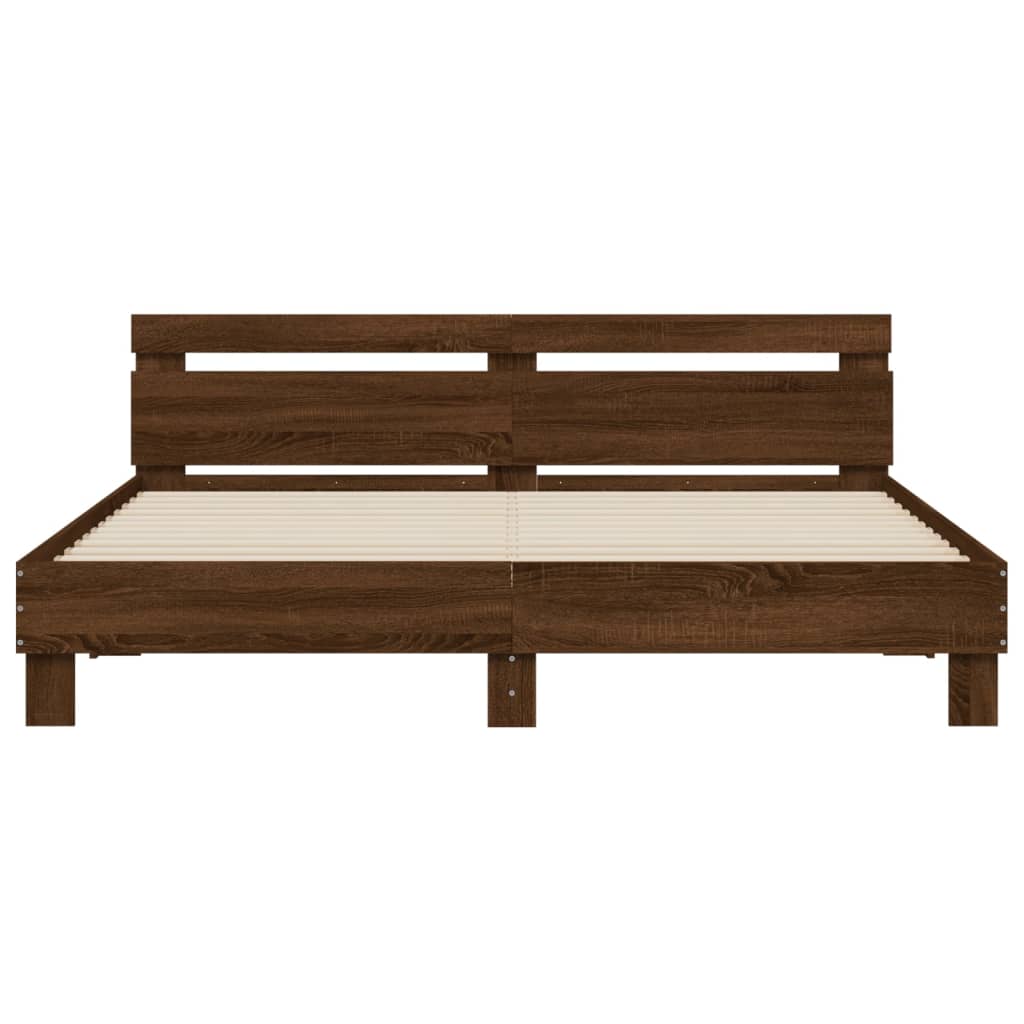 Bed Frame without Mattress Brown Oak 160x200 cm