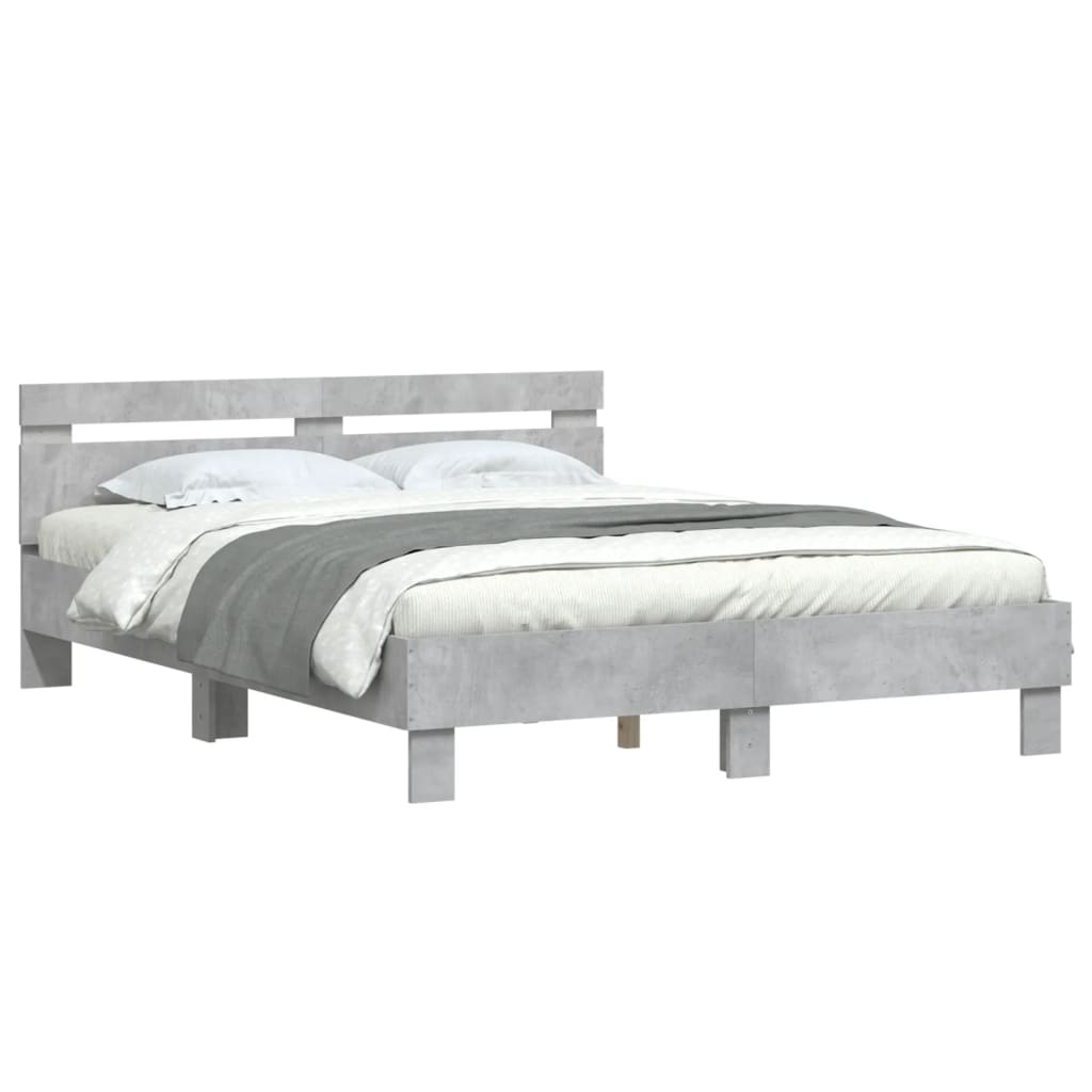 Bed Frame without Mattress Concrete Grey 150x200 cm King Size
