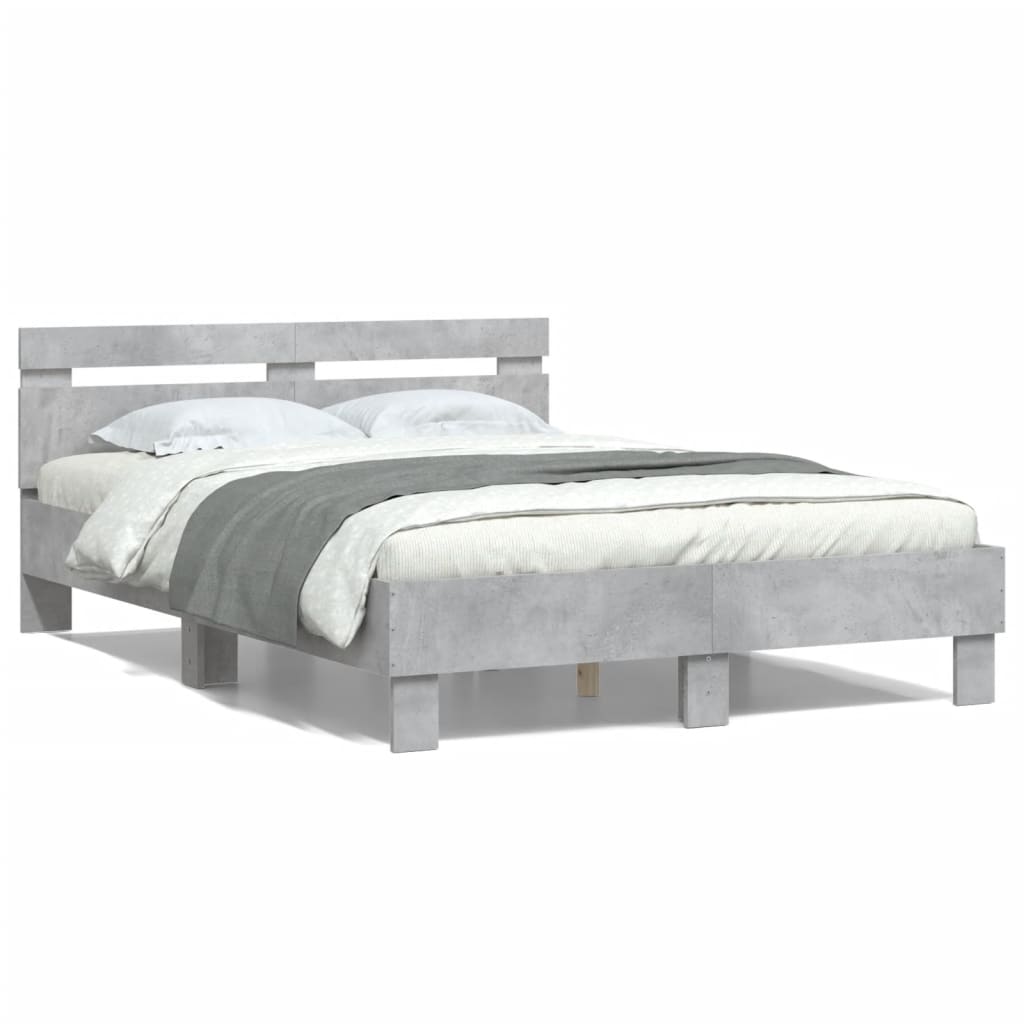Bed Frame without Mattress Concrete Grey 135x190 cm Double