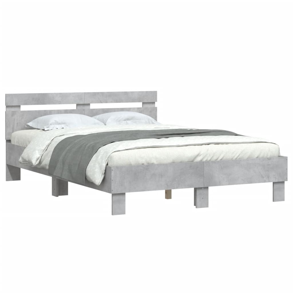 Bed Frame without Mattress Concrete Grey 135x190 cm Double