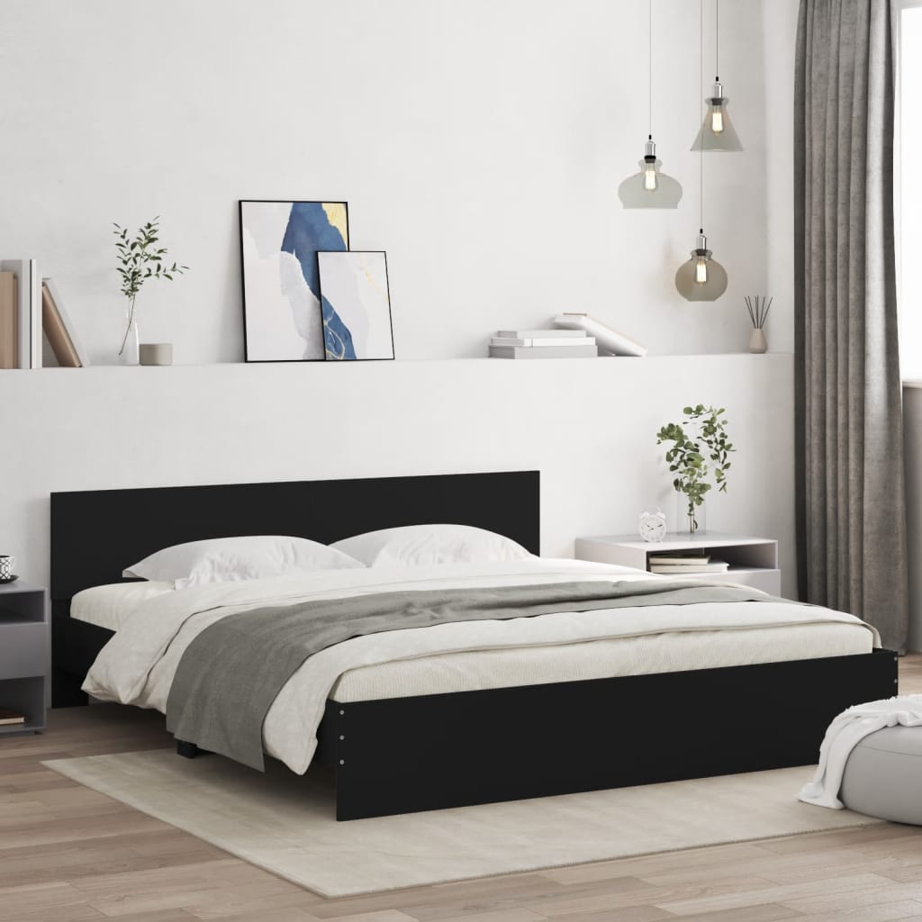 Bed Frame without Mattress Black 180x200 cm Super King