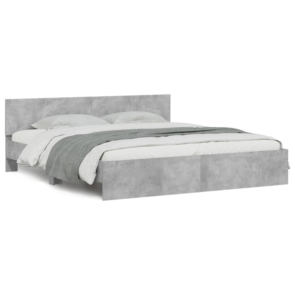 Bed Frame without Mattress Concrete Grey 180x200 cm Super King