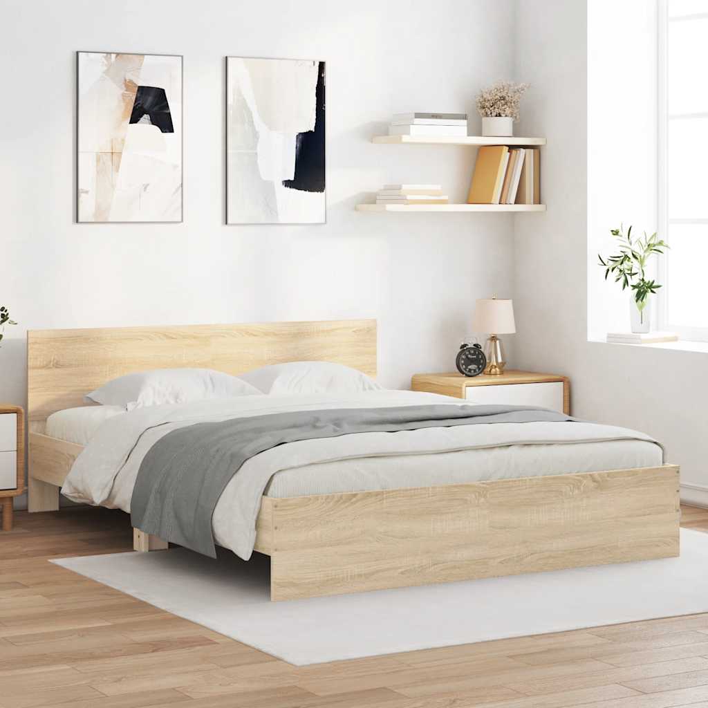 Bed Frame without Mattress Sonoma Oak 150x200 cm King Size