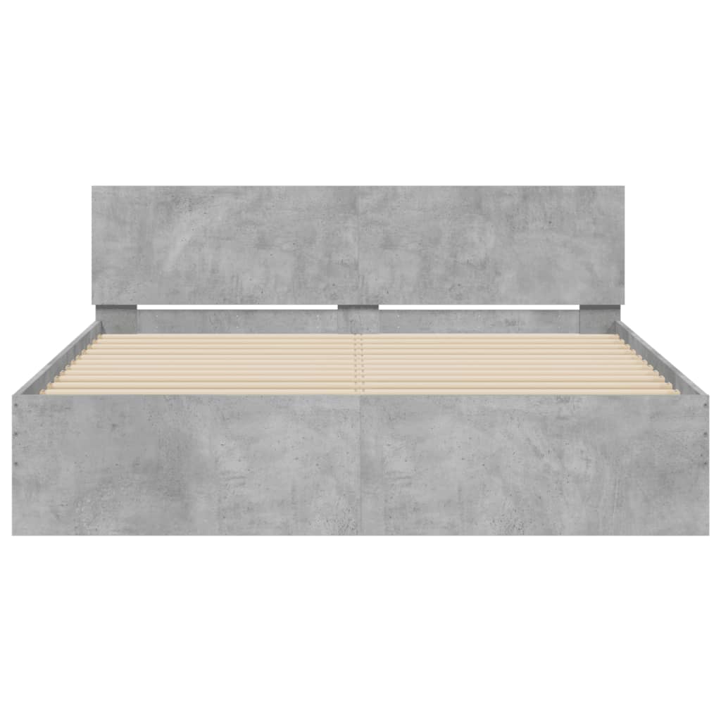 Bed Frame without Mattress Concrete Grey 150x200 cm King Size