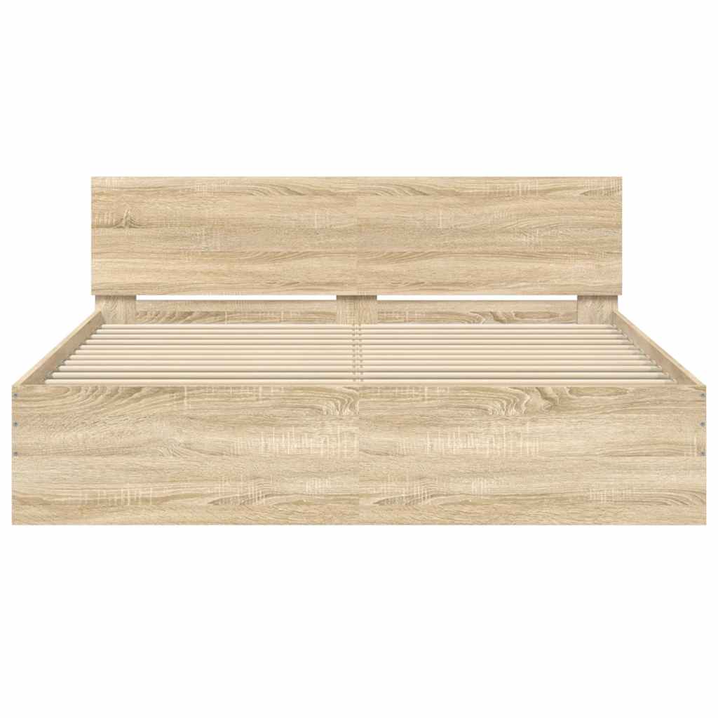 Bed Frame without Mattress Sonoma Oak 140x200 cm