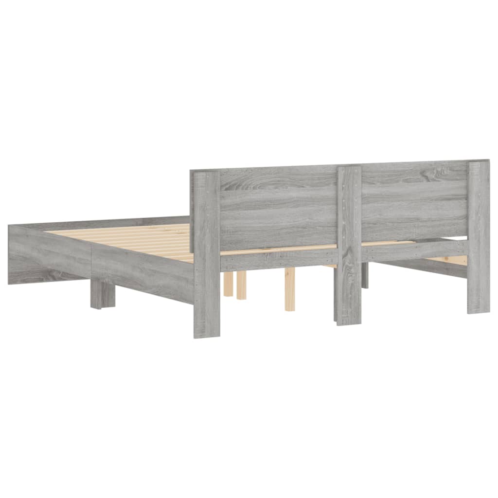 Bed Frame without Mattress Grey Sonoma 140x200 cm