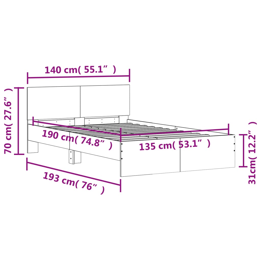 Bed Frame without Mattress White 135x190 cm Double