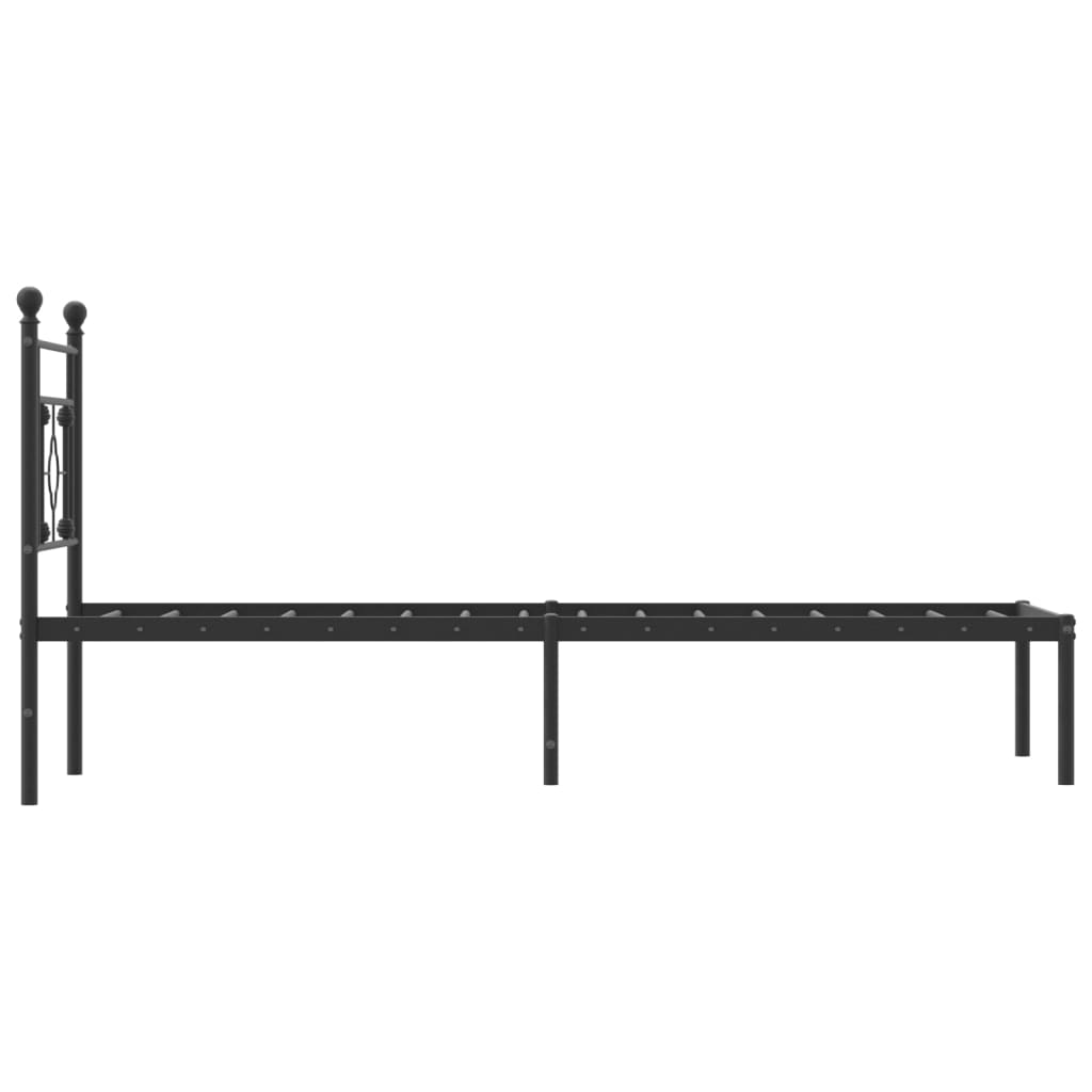 Metal Bed Frame without Mattress with Headboard Black 75x190cm