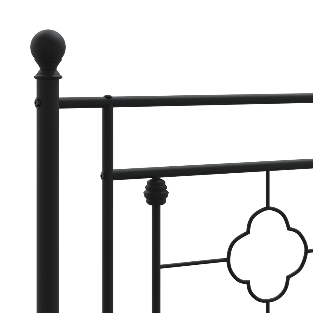 Metal Bed Frame without Mattress with Headboard Black 183x213cm