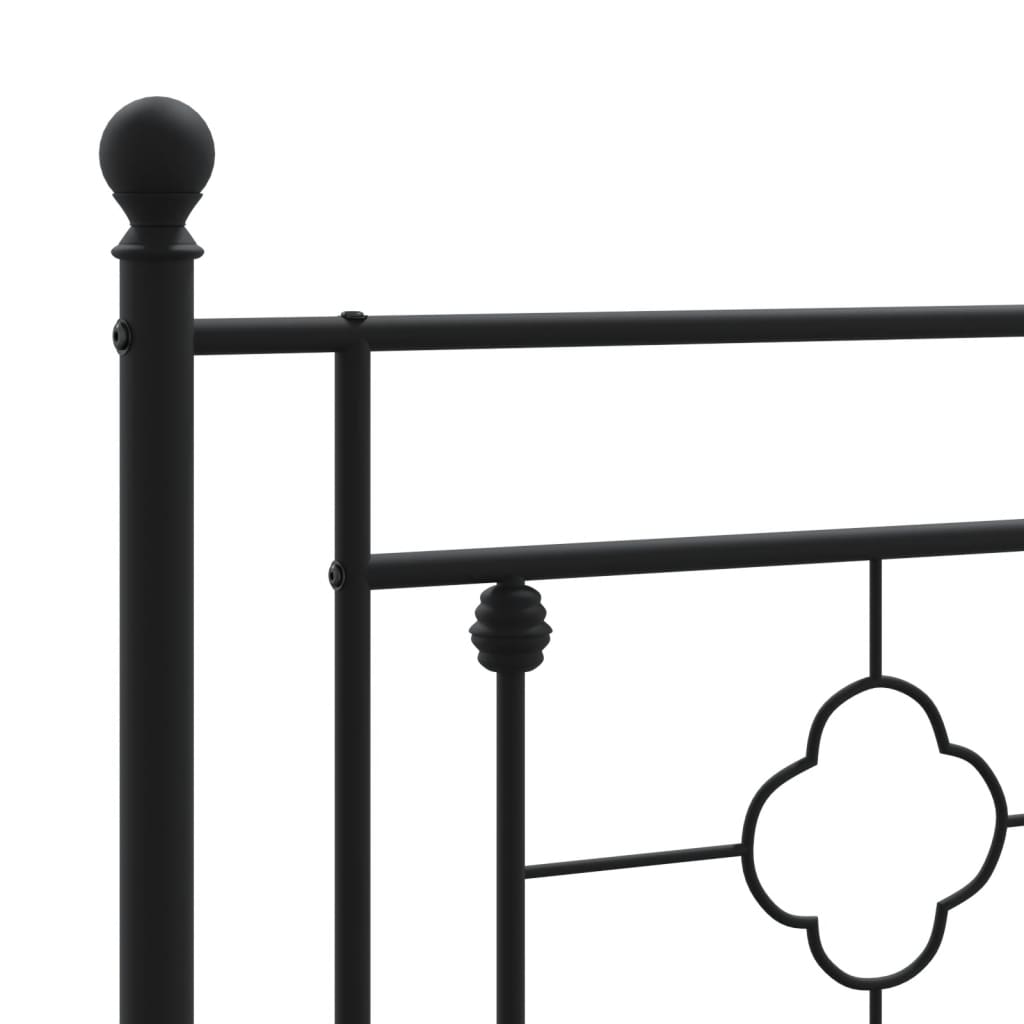 Metal Bed Frame without Mattress with Footboard Black 140x200cm