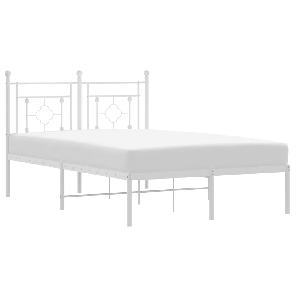 Metal Bed Frame without Mattress with Headboard White 120x190cm