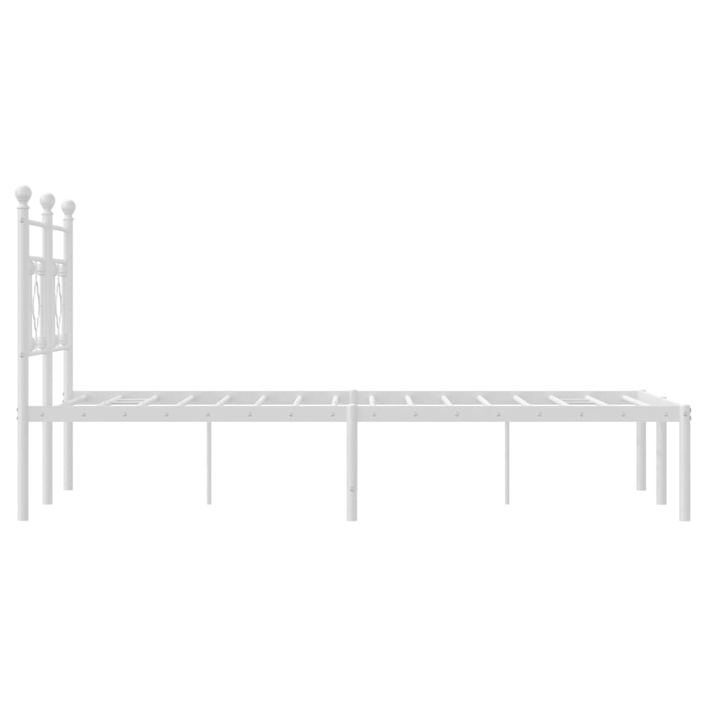 Metal Bed Frame without Mattress with Headboard White 120x190cm