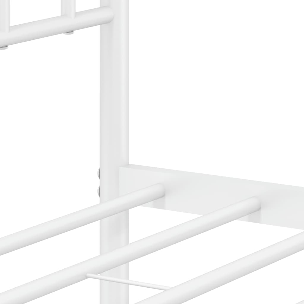 Metal Bed Frame without Mattress with Headboard White 120x190cm