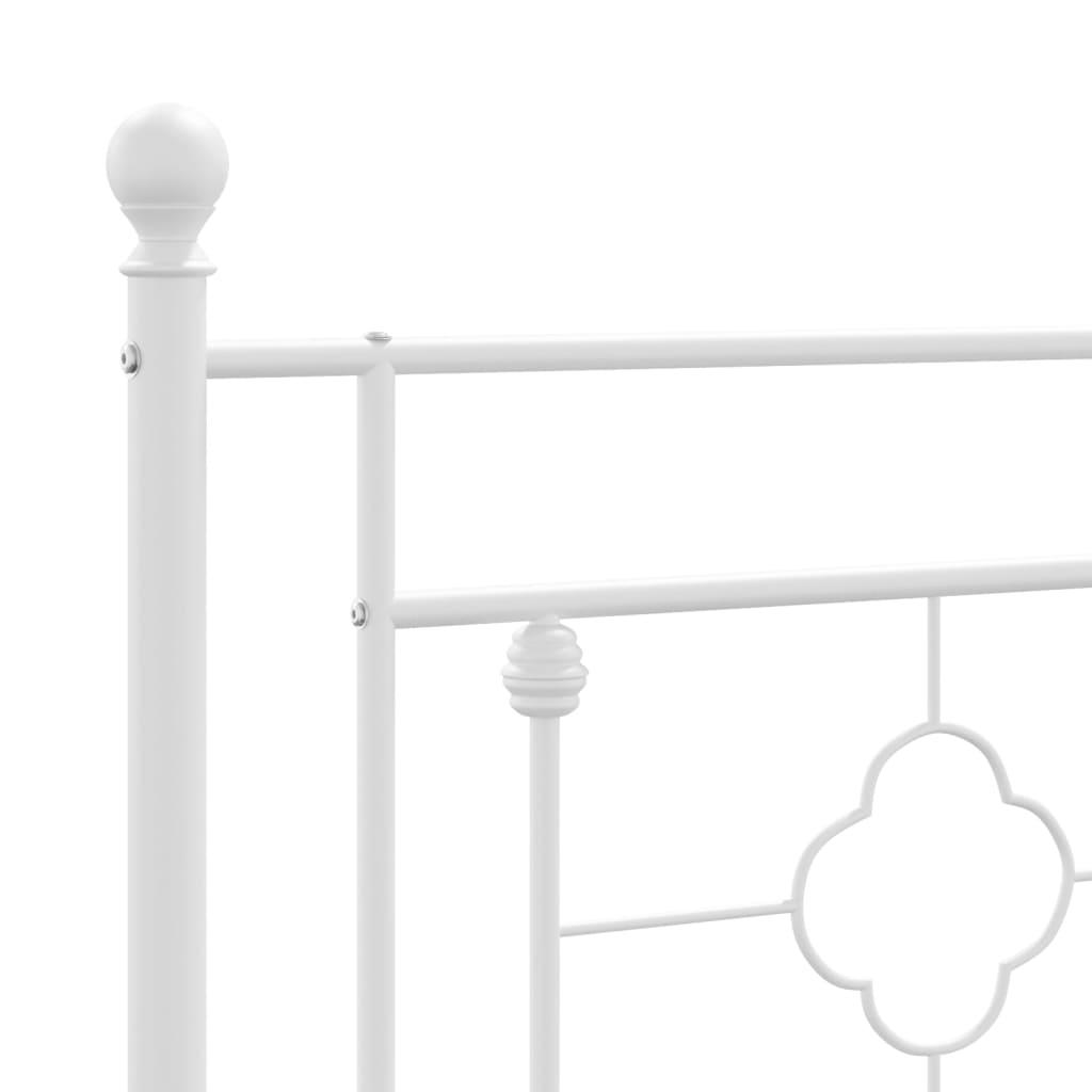 Metal Bed Frame without Mattress with Headboard White 120x200cm