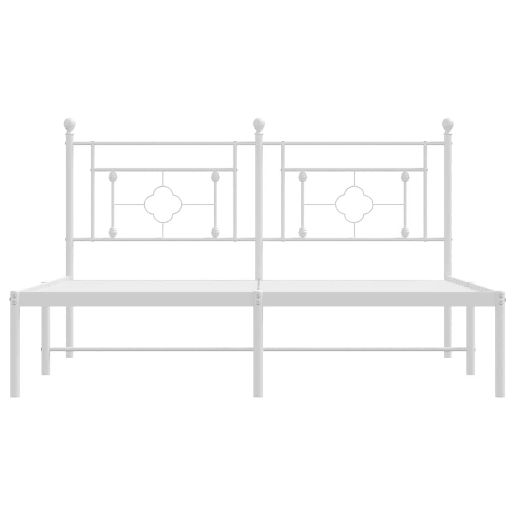 Metal Bed Frame without Mattress with Headboard White 150x200cm